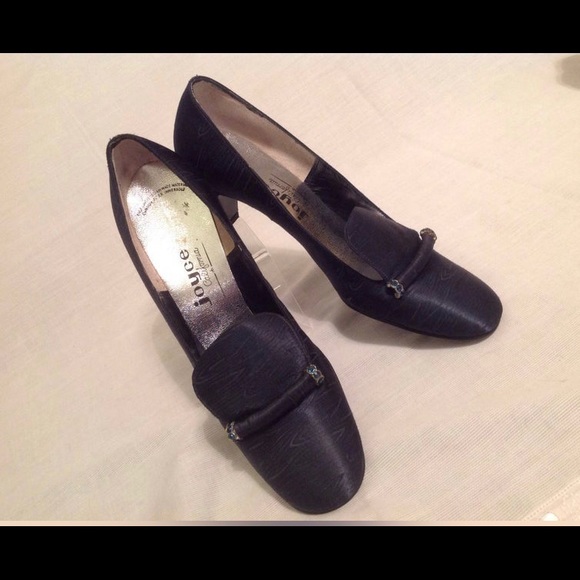 Vintage Blue Fabric  Rhinestone Pumps Sz 6 1/2 AA - Picture 2 of 4